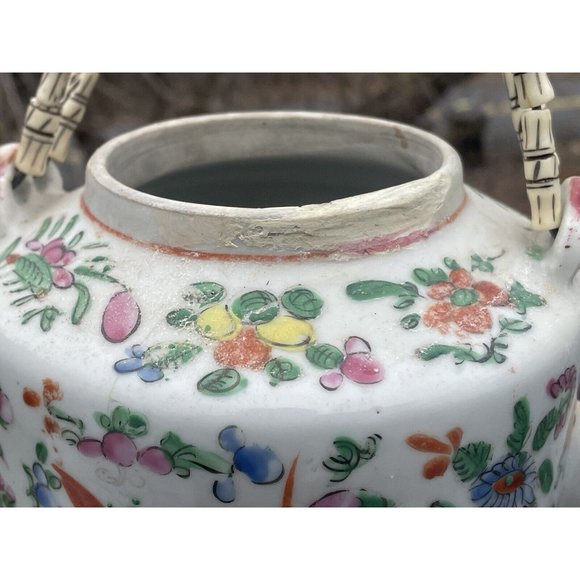 Antique Chinese Porcelain Famille Rose Hand Painted Teapot Qing - Republic - Picture 14 of 16
